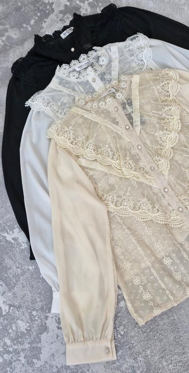 شومیز یقه تور