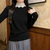 بافت مجلسی زنانه یقه و آستین تور آیمواستور، فری سایز، مناسب مهمانی و استایل روزمره