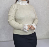 بافت مجلسی زنانه یقه و آستین تور آیمواستور، فری سایز، مناسب مهمانی و استایل روزمره