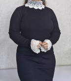 بافت مجلسی زنانه یقه و آستین تور آیمواستور، فری سایز، مناسب مهمانی و استایل روزمره